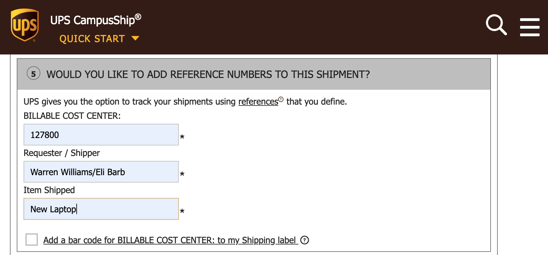 UPS Corporate Requirements