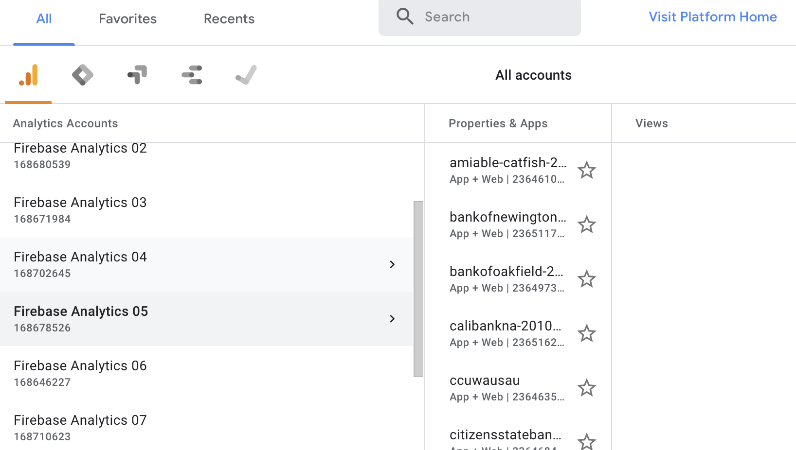 analytics account list