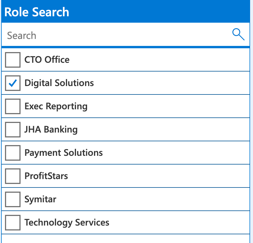 Role selection screen shot