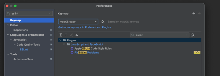 WebStorm ESLint Keymap