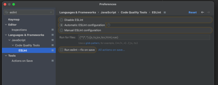 WebStorm ESLint Enabled