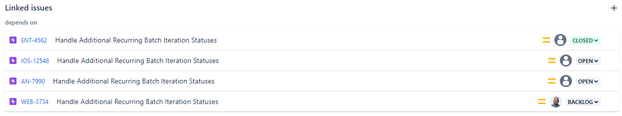 how the depends on linked items will look